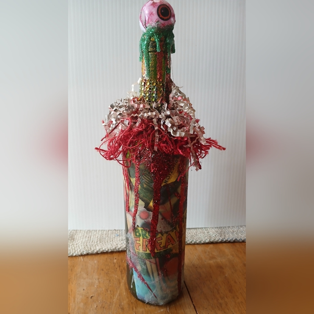Freak Show Halloween Apothecary Decorative Bottle, Clown, Circus, Creepy, poison